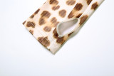 Casual Leopard Print Slim Fit Hooded Zip-Up Top High Waist Shorts Set