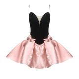 Temperament and Elegance Satin Stitching Bandage Sleeveless Suspenders Puffy Dress