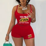 Fashionable Sexy Women's Suspender Belly-baring Top and Shorts Suit