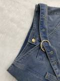 Retro Iregular Hem Fashion Design Washed Denim Skirt