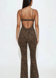 Sexy Leopard Print Halter Slim Fit Tube Top Jumpsuit