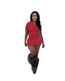 Leisure Sports Zipper Hooded Cardigan High Elastic Short Sleeve Shorts Two-piece Set