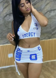 Sexy Hot Girl Halter Neck Top Beach Strap Design Short Skirt Suit