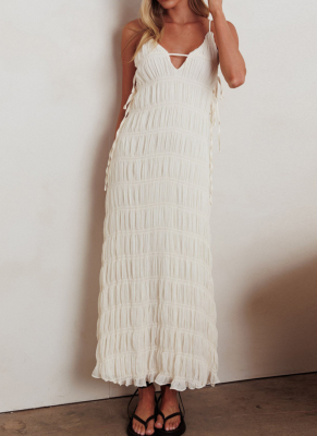 New Style Elegant Lady Style Sexy Deep V Suspender Long Dress