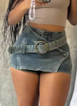 Retro Iregular Hem Fashion Design Washed Denim Skirt