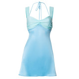 New Halter Neck Tie Backpack Hip-revealing Holiday Dress