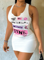 Fashion U-neck Graphic Print Bodycon Dress