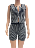 Knitted Sweater Two-Way Zipper Fashion Casual Tight Two-Piece Suit For Women