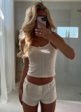 Summer Jacquard Ladies Suspender Shorts Set Home Two-piece Set