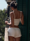 Summer Jacquard Ladies Suspender Shorts Set Home Two-piece Set