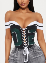 Fashion Slim Sexy Printed Lace-Up Vest Top Short Navel Exposed