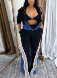 Women'S Loose Denim Patchwork Sports Pants Two Piece Suit