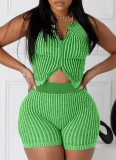 Knitted Sweater Two-Way Zipper Fashion Casual Tight Two-Piece Suit For Women