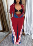 Women'S Loose Denim Patchwork Sports Pants Two Piece Suit