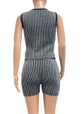 Knitted Sweater Two-Way Zipper Fashion Casual Tight Two-Piece Suit For Women