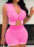 Knitted Sweater Two-Way Zipper Fashion Casual Tight Two-Piece Suit For Women