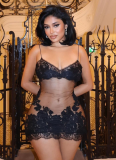 Sexy See-Through Holiday Style Mesh Lace Sling Dress