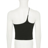 Personalized Solid Color Beveled Halter Neck Irregular Outer Wear Small Camisole Top