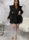 Fashionable Mesh Stitching V-neck Right-shoulder Dress
