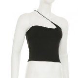 Personalized Solid Color Beveled Halter Neck Irregular Outer Wear Small Camisole Top
