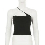 Personalized Solid Color Beveled Halter Neck Irregular Outer Wear Small Camisole Top