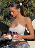Personalized Solid Color Beveled Halter Neck Irregular Outer Wear Small Camisole Top