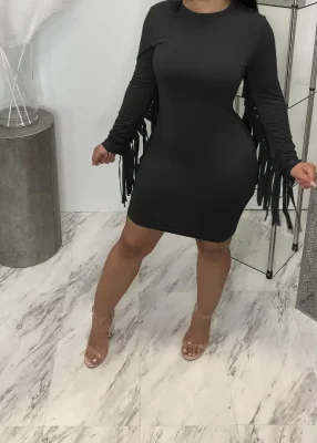 Sexy Buttocks Fashion Trend Solid Color Fringed Skirt