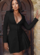 Sexy Autumn Deep V Suit Collar Cardigan Ruffle Dress