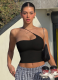 Personalized Solid Color Beveled Halter Neck Irregular Outer Wear Small Camisole Top