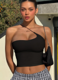 Personalized Solid Color Beveled Halter Neck Irregular Outer Wear Small Camisole Top
