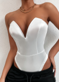 Sexy V-neck Tube Top Tight Bottoming Shirt Jumpsuit