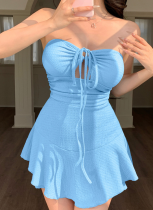 New solid color lace-up halter neck two-wear hollow jumpsuit