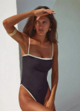 Sexy Simple Black and White Chanel Style One-piece Swimsuit