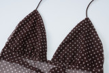 Sexy Polka Dot Deep V Backless Tube Top with Lace-up Small Camisole（With scarf）