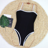 Sexy Simple Black and White Chanel Style One-piece Swimsuit