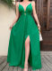 New Solid Color Casual Style Suspender Long Dress