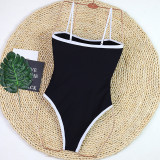 Sexy Simple Black and White Chanel Style One-piece Swimsuit