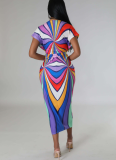 Ethnic Style V-neck Tight Slit Positioning Pleated Dressen