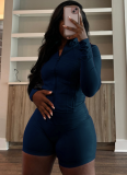 Sports Casual Sexy Tight Long-sleeved Shorts Two-piece Suit