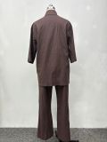Casual Fashion Cross-border Three-quarter Sleeve Top Shirt Pants Two-piece Set