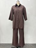 Casual Fashion Cross-border Three-quarter Sleeve Top Shirt Pants Two-piece Set