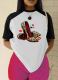 Women's Colorblock High Heels Printed Round Neck Casual Short Sleeve T-shirt