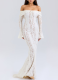 New One-shoulder Lace French Style High Waist Long Dress With Train