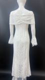 New One-shoulder Lace French Style High Waist Long Dress With Train
