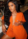 Fashion Solid Color Short-sleeved Suit Hgh Waist Shorts Two-piece Suit