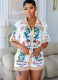 Fashion Casual Positioning Print Tropical Style Shorts Suit
