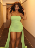 Pure Sexy Tight Tube Top Pleated Ribbon Short Hip Dress