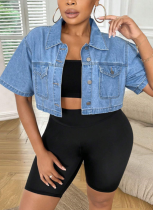 Light Blue Summer Thin Loose Short Denim Jacket