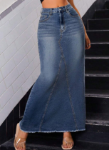 New Denim Tassel Fishtail High Waist Bag Hip Skirt