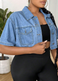 Light Blue Summer Thin Loose Short Denim Jacket